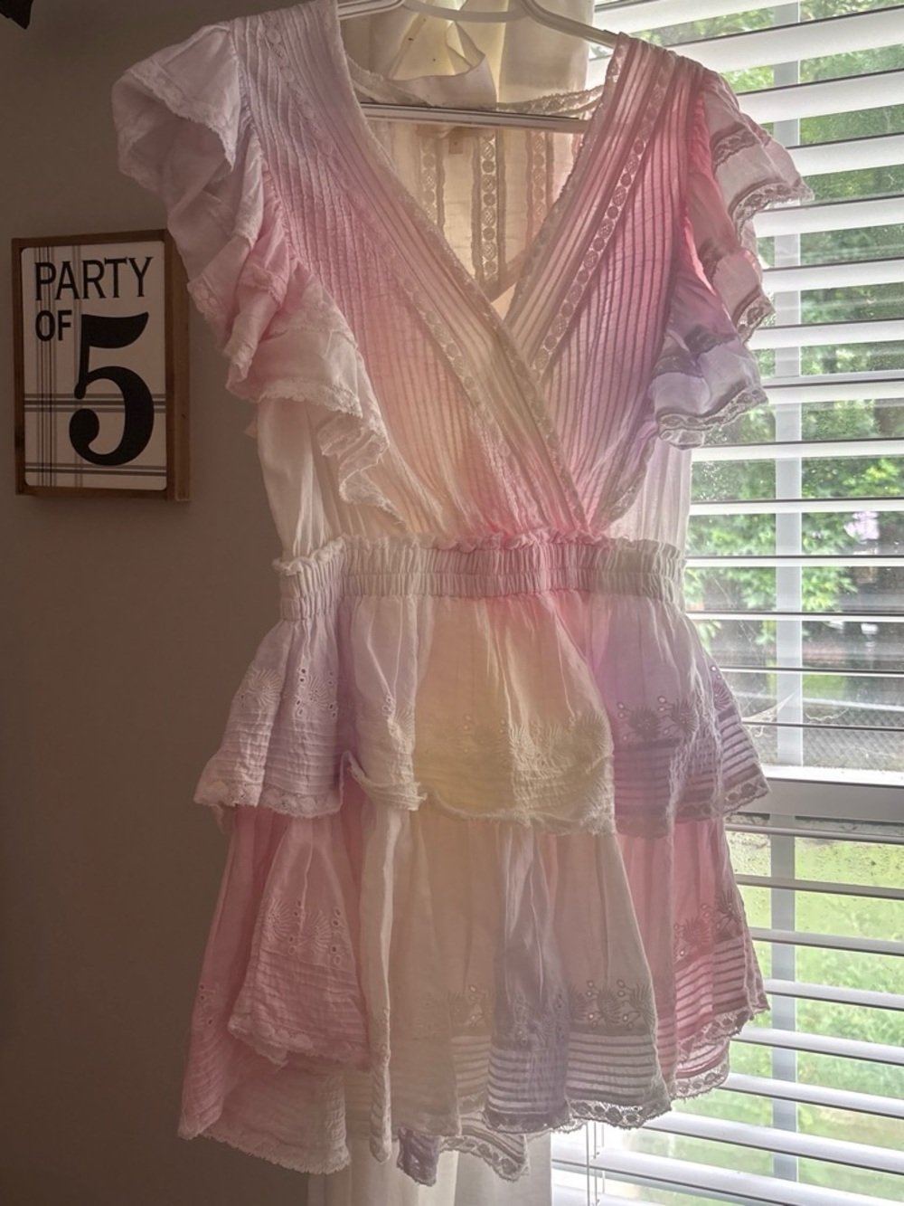 LoveShackFancy Pastel Rainbow Mini Dress - Pink, Lavender, Yellow